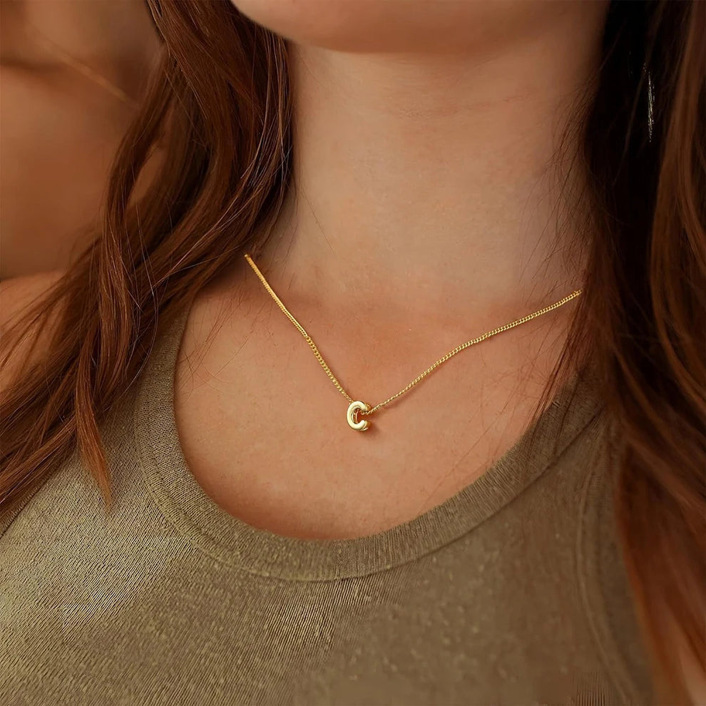 Small Bubble Initial Necklace